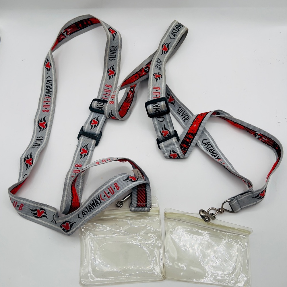 Disney Cruise Line Castaway Club Silver Lanyard Clear Card Holder DCL 2 Pairs